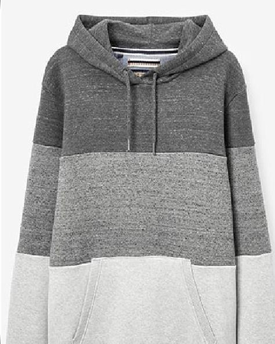 Color-block knit hoodie